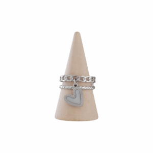 Bague Cœur Blanc Nacré argenté