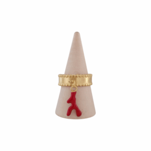 Bague Corail Rouge doré
