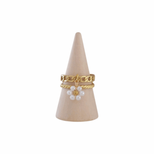 Bague Fleur Perles Blanches doré