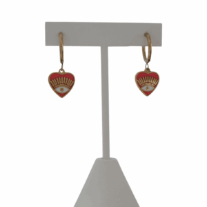 Boucles d’oreilles Cœur Œil Rose doré