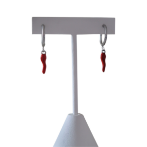 Boucles d’oreilles Piment Rouge argenté