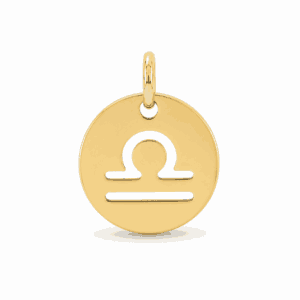 Charm médaille astrologique Balance doré en acier inoxydable avec symbole du signe du zodiaque, pour bijou personnalisable Les Paulinas