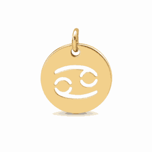 Charm médaille astrologique Cancer doré en acier inoxydable avec symbole du signe du zodiaque, pour bijou personnalisable Les Paulinas