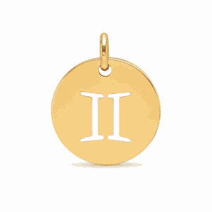 Charm médaille astrologique Gémeaux doré en acier inoxydable avec symbole du signe du zodiaque, pour bijou personnalisable Les Paulinas