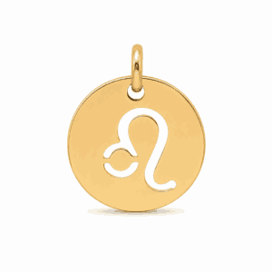 Charm médaille astrologique Lion doré en acier inoxydable avec symbole du signe du zodiaque, pour bijou personnalisable Les Paulinas