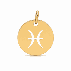 Charm médaille astrologique Poisson doré en acier inoxydable avec symbole du signe du zodiaque, pour bijou personnalisable Les Paulinas