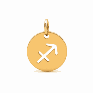 Charm médaille astrologique Sagittaire doré en acier inoxydable avec symbole du signe du zodiaque, pour bijou personnalisable Les Paulinas