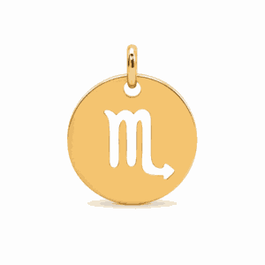 Charm médaille astrologique Scorpion doré en acier inoxydable avec symbole du signe du zodiaque, pour bijou personnalisable Les Paulinas