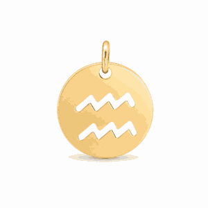 Charm médaille astrologique Verseau doré en acier inoxydable avec symbole du signe du zodiaque, pour bijou personnalisable Les Paulinas