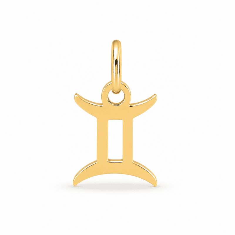 Les Paulinas, charm astrologique Gémeaux doré en acier inoxydable Charm astrologique Gémeaux doré en acier inoxydable représentant le symbole du signe du zodiaque, pour bijou personnalisable Les Paulinas