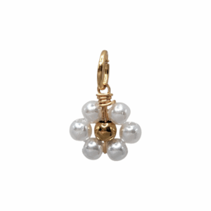 Charm Fleur Perles Blanches doré