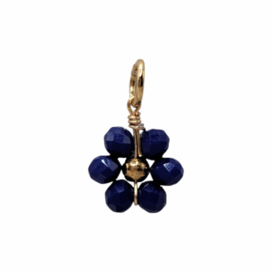 Charm Fleur Perles Bleu Marine doré