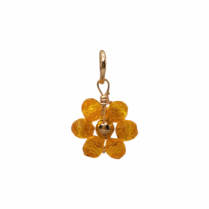Charm Fleur Perles Oranges doré