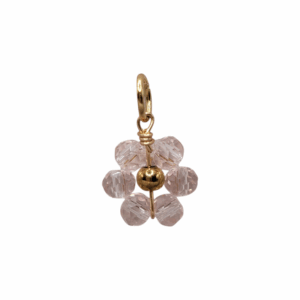 Charm Fleur Perles Roses doré