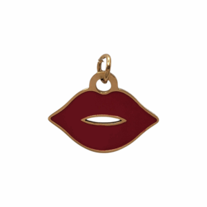 Charm en forme de lèvres avec un contour argenté et un intérieur rouge