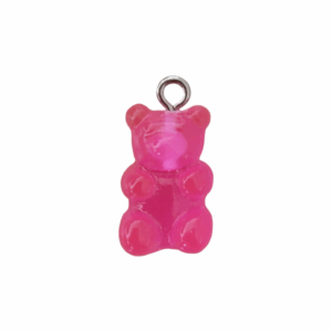 Charm Ourson Rose Fuchsia Transparent argenté