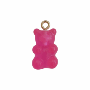 Charm Ourson Rose Fuchsia Transparent doré