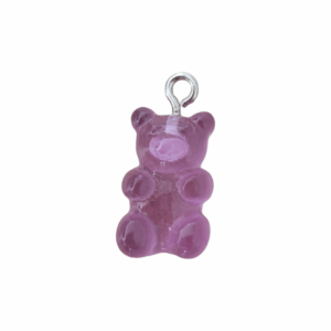 Charm Ourson Violet Transparent argenté