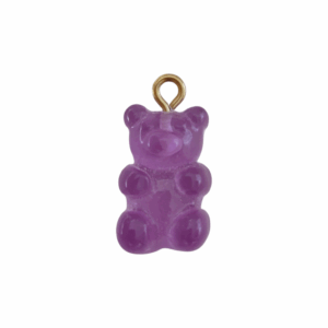 Charm Ourson Violet Transparent doré