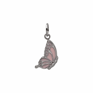 Charm Papillon Rose argenté