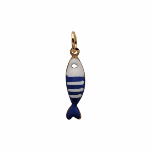 Charm Poisson Bleu Électrique doré