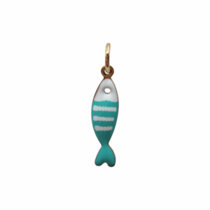 Charm Poisson Bleu Turquoise doré