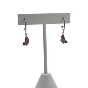 Boucles d'oreilles Papillon Rose argenté
