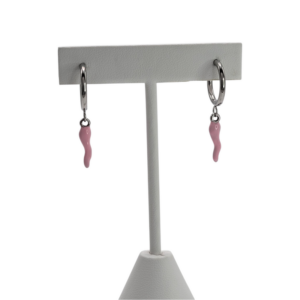 Boucles d'oreilles Piment Rose argenté