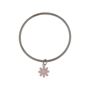 Jonc Marguerite Rose argenté