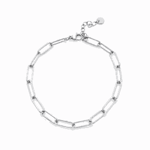 Bracelet Paulina Originale argenté en acier inoxydable avec chaîne à mailles allongées, pour bijou personnalisable Les Paulinas