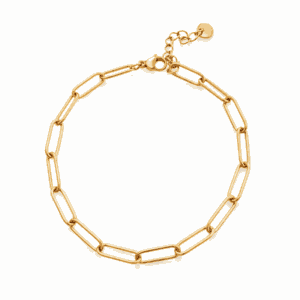 Bracelet Paulina Originale doré en acier inoxydable avec chaîne à mailles allongées, pour bijou personnalisable Les Paulinas
