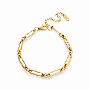 Bracelet Paulina Singulière doré en acier inoxydable avec maillons allongés au design moderne, bijou personnalisable Les Paulinas