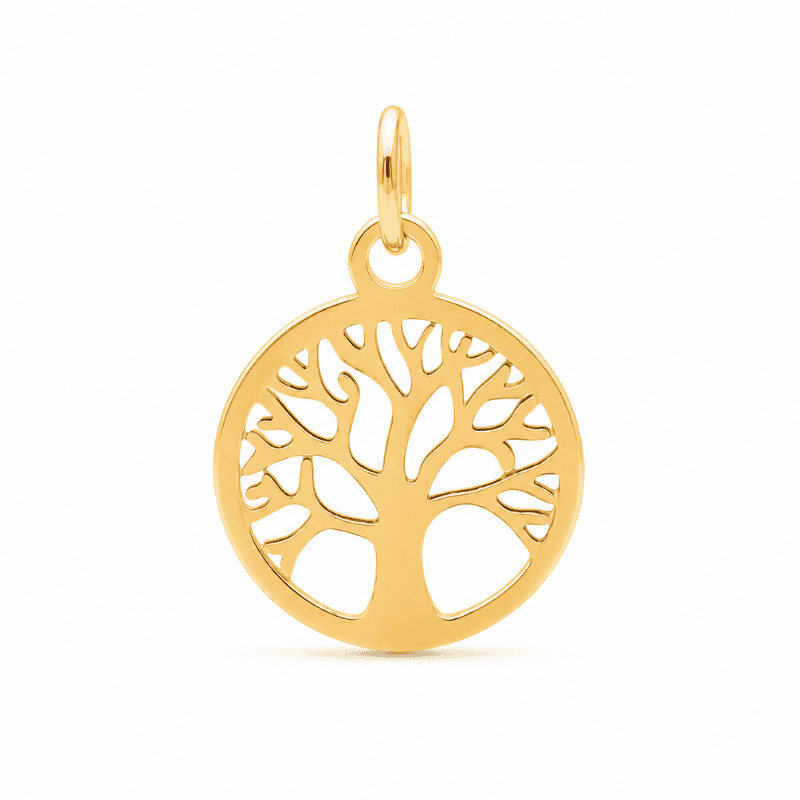 Les Paulinas, charm arbre de vie doré en acier inoxydable Charm arbre de vie doré en acier inoxydable, pendentif symbolique pour bijou personnalisable Les Paulinas