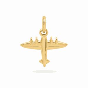 Charm avion doré en acier inoxydable représentant un avion, pour bijou personnalisable Les Paulinas