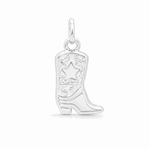 Charm botte de cowboy argenté en acier inoxydable avec détails gravés, pour bijou personnalisable Les Paulinas