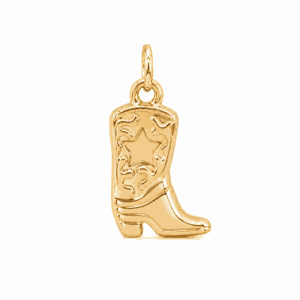 Charm botte de cowboy doré en acier inoxydable avec détails gravés, pour bijou personnalisable Les Paulinas