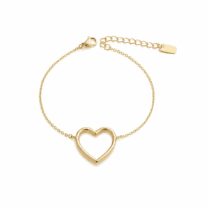Bracelet Paulina Précieuse doré en acier inoxydable avec cœur ajouré et chaîne fine, bijou personnalisable Les Paulinas