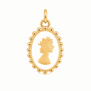Charm camée blanc doré en acier inoxydable avec médaillon blanc, pour bijou personnalisable Les Paulinas