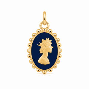 Charm camée bleu marine doré en acier inoxydable avec médaillon bleu marine, pour bijou personnalisable Les Paulinas