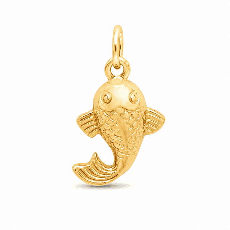 Les Paulinas, charm carpe japonaise doré en acier inoxydable Charm carpe japonaise doré en acier inoxydable, pendentif marin pour bijou personnalisable Les Paulinas