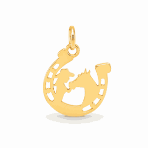 Charm cavalière doré en acier inoxydable représentant une cavalière à cheval, pour bijou personnalisable Les Paulinas