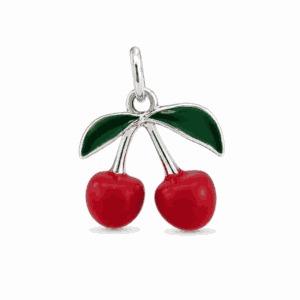 Charm cerises argenté en acier inoxydable pour bijou personnalisable Les Paulinas