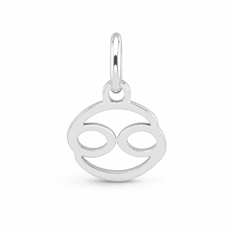Les Paulinas, charm astrologique Cancer argenté en acier inoxydable Charm astrologique Cancer argenté en acier inoxydable représentant le symbole du signe du zodiaque, pour bijou personnalisable Les Paulinas