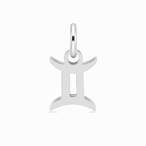 Charm astrologique Gémeaux argenté en acier inoxydable représentant le symbole du signe du zodiaque, pour bijou personnalisable Les Paulinas
