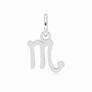 Charm astrologique Scorpion argenté en acier inoxydable représentant le symbole du signe du zodiaque, pour bijou personnalisable Les Paulinas