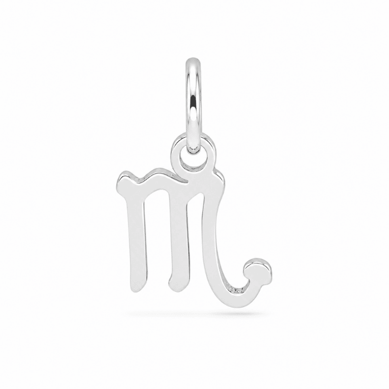 Les Paulinas, charm astrologique Scorpion argenté en acier inoxydable Charm astrologique Scorpion argenté en acier inoxydable représentant le symbole du signe du zodiaque, pour bijou personnalisable Les Paulinas