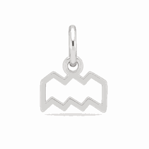 Charm astrologique Verseau argenté en acier inoxydable représentant le symbole du signe du zodiaque, pour bijou personnalisable Les Paulinas
