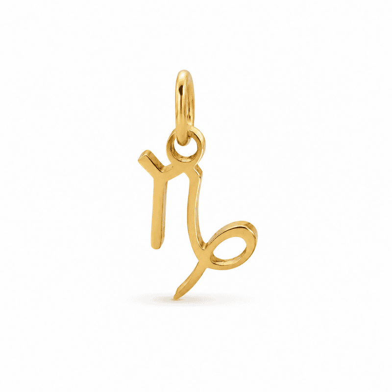 Les Paulinas, charm astrologique Capricorne doré en acier inoxydable Charm astrologique Capricorne doré en acier inoxydable représentant le symbole du signe du zodiaque, pour bijou personnalisable Les Paulinas