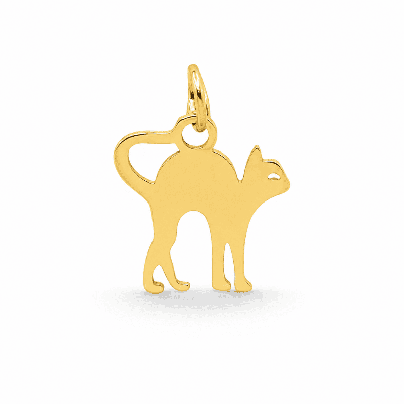 Les Paulinas, charm chat doré en acier inoxydable Charm chat doré en acier inoxydable, pour bijou personnalisable Les Paulinas