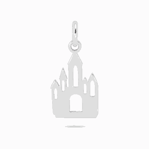 Charm château argenté en acier inoxydable avec détails gravés, pour bijou personnalisable Les Paulinas